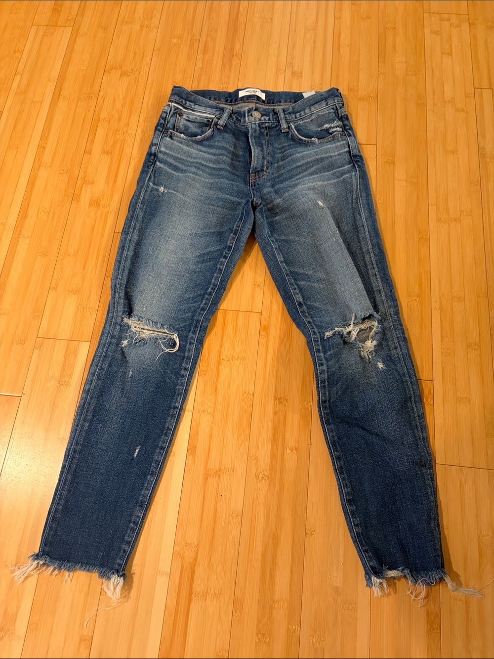 Moussy Women’s Distressed Blue Denim Jeans